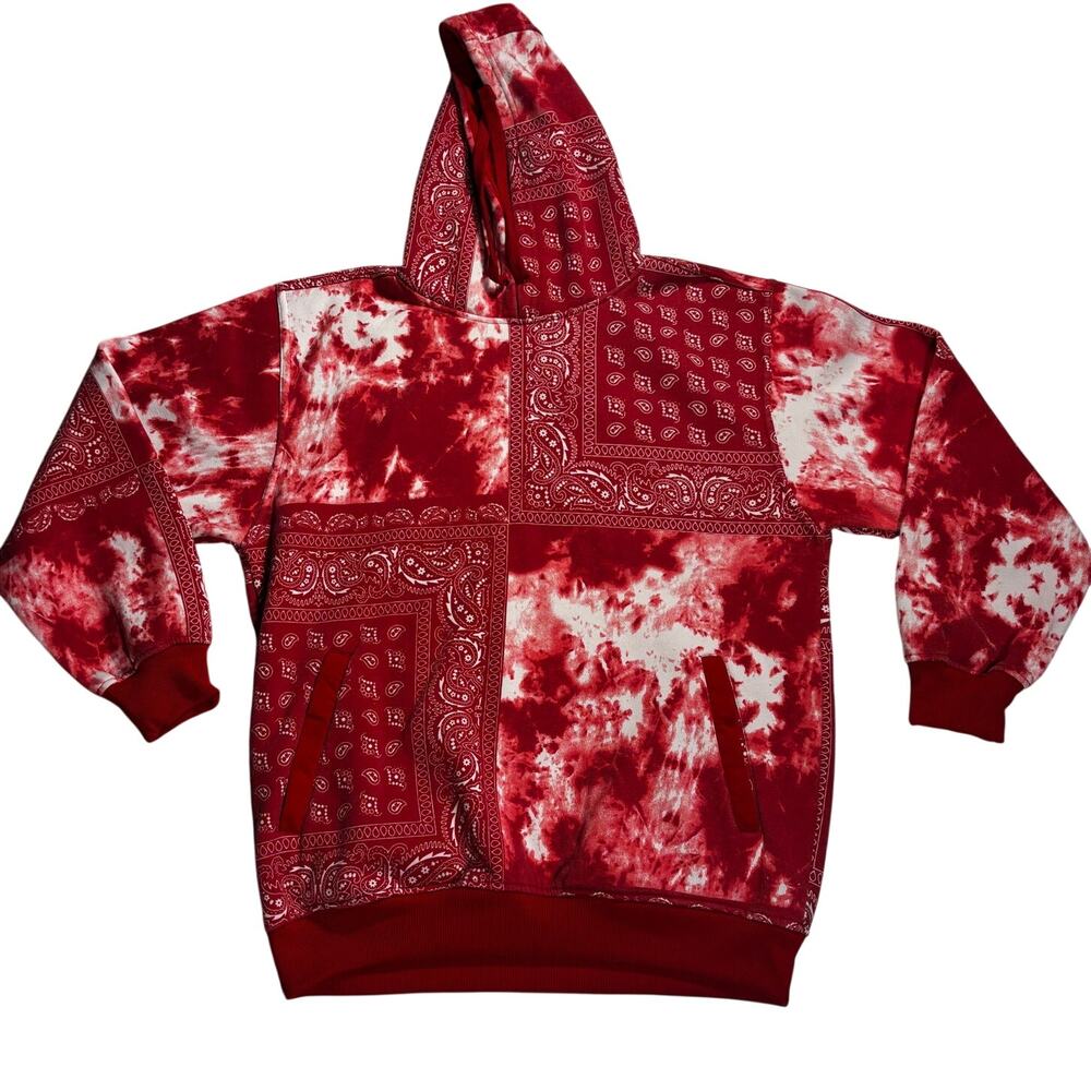 Vintage Beyond The Limit Red Hoodie Large Bandana Streetwear Patchwork Y2K BTL